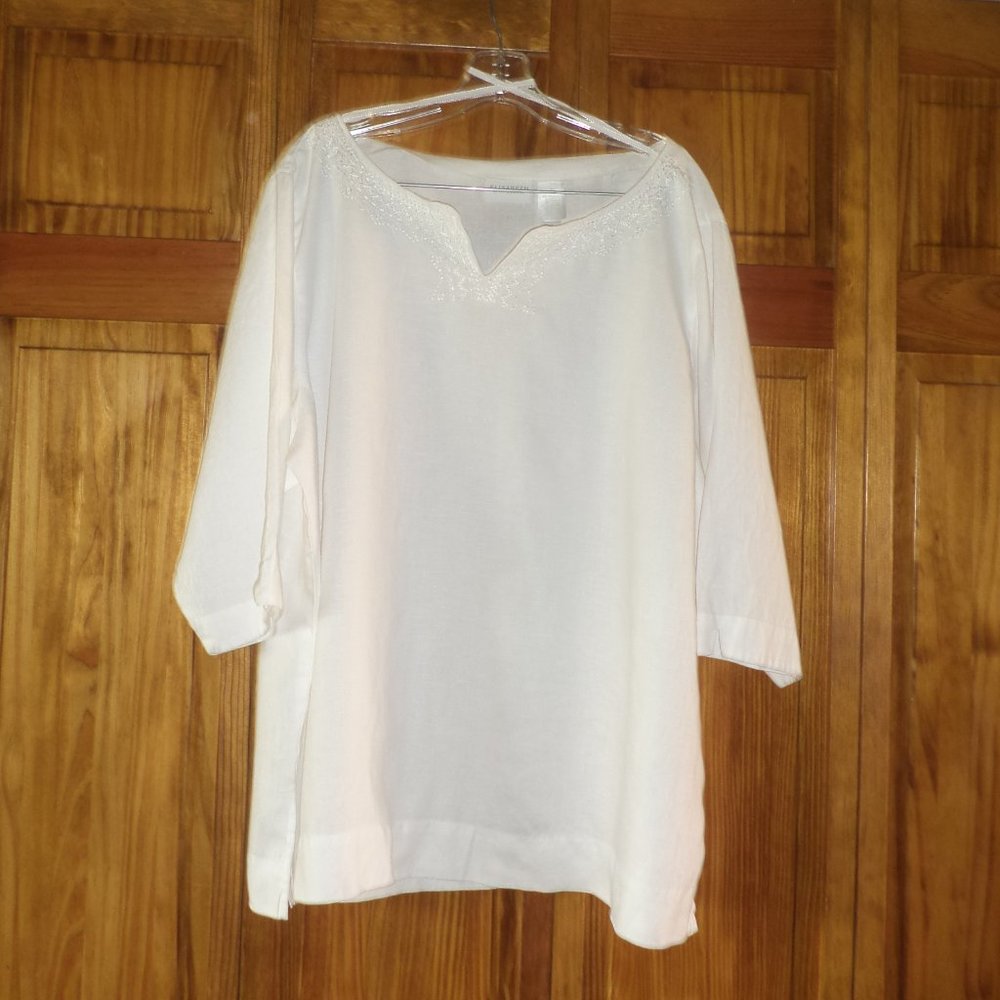 ELISABETH white 3/4 sleeve top sz 2X woman's
